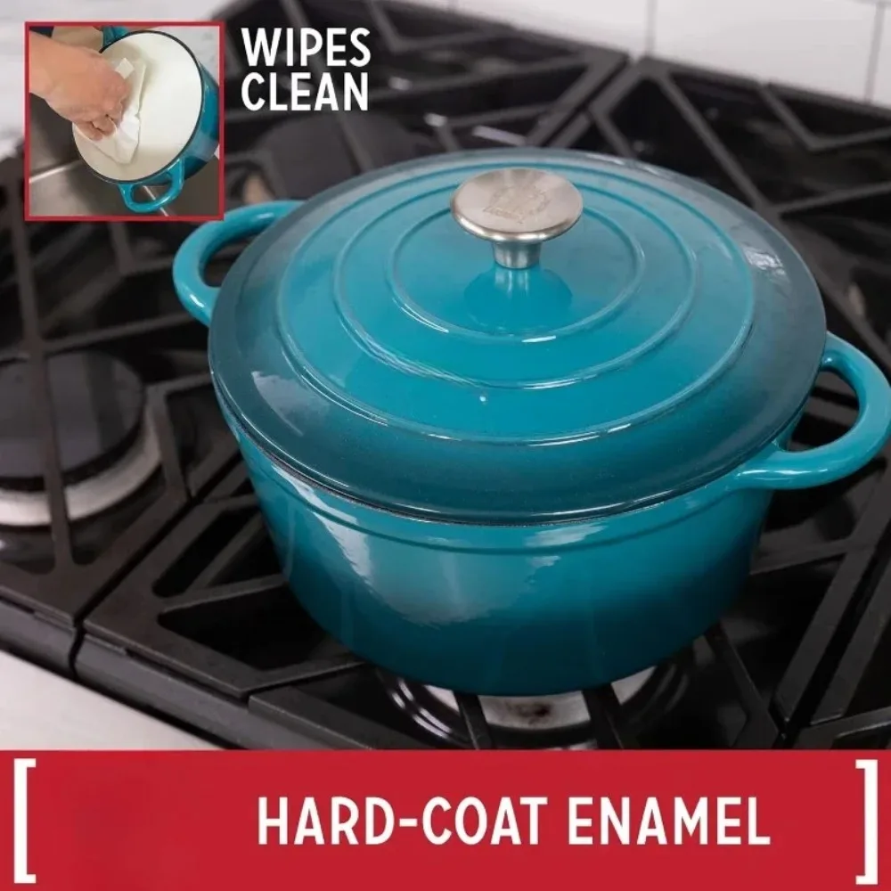 طقم أواني طهي من الحديد الزهر المطلي بالمينا، فرن هولندي صغير، فرن هولندي كبير، 10.25 بوصة، 2QT، 2.25QT، 4.75QT #3