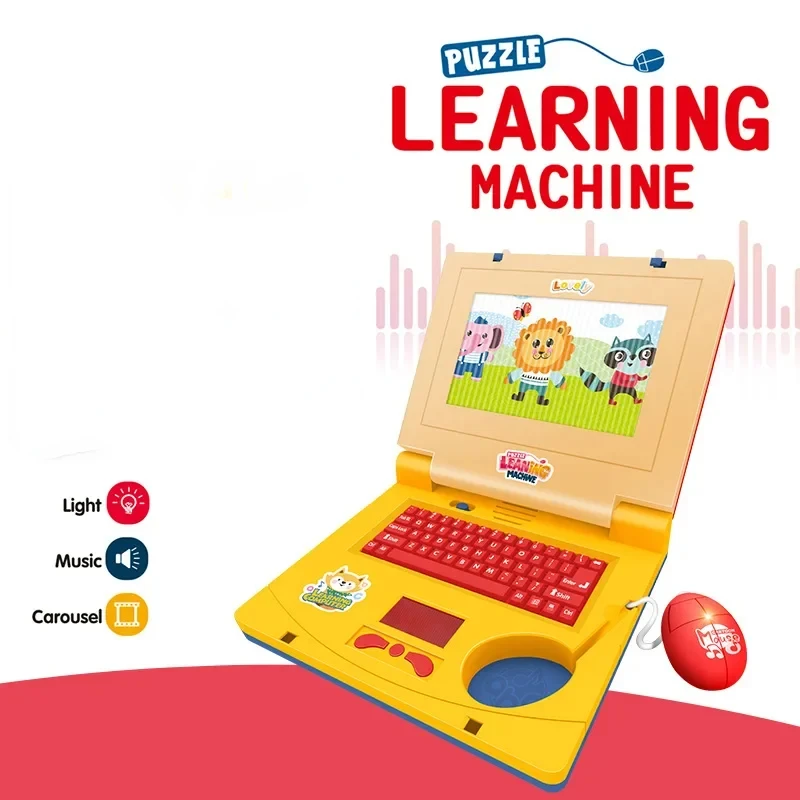 

Toddler Learning Laptop with Light Music, Mouse, Puzzle, Simulation Computer, Kids Gift
