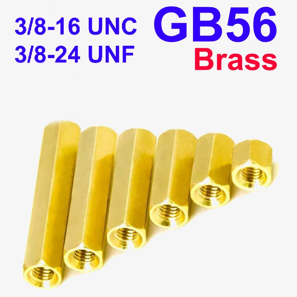 

Brass Hexagon Coupling Nuts 3/8-16 UNC 3/8-24 UNF Thread Thickened Copper Connector Hex Joint Sleeves for Mechanical Parts