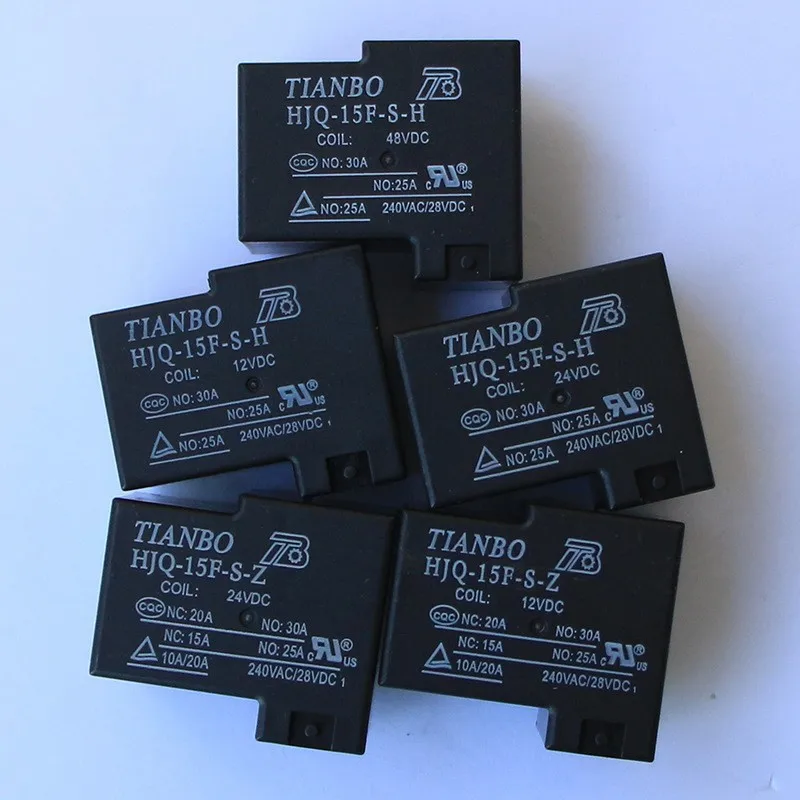TIANBO Relays HJQ-15F-S -H -Z 05V/12V/24VDC 20A 5/6Pin a group of normally open 5-pin 30A240VAC Skywave relay automotive
