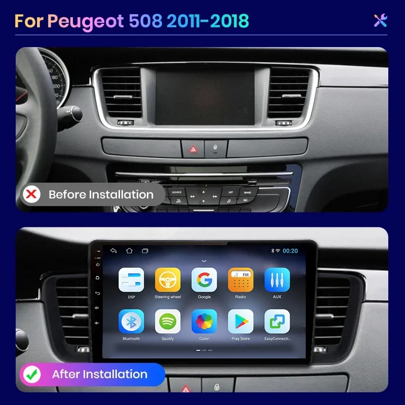 AWESAFE PX9 Car Radio Autoradio for Peugeot 508 508SW 2011 - 2018 Wireless Carplay Screen Android Auto Stereo GPS Navi FM RDS BT