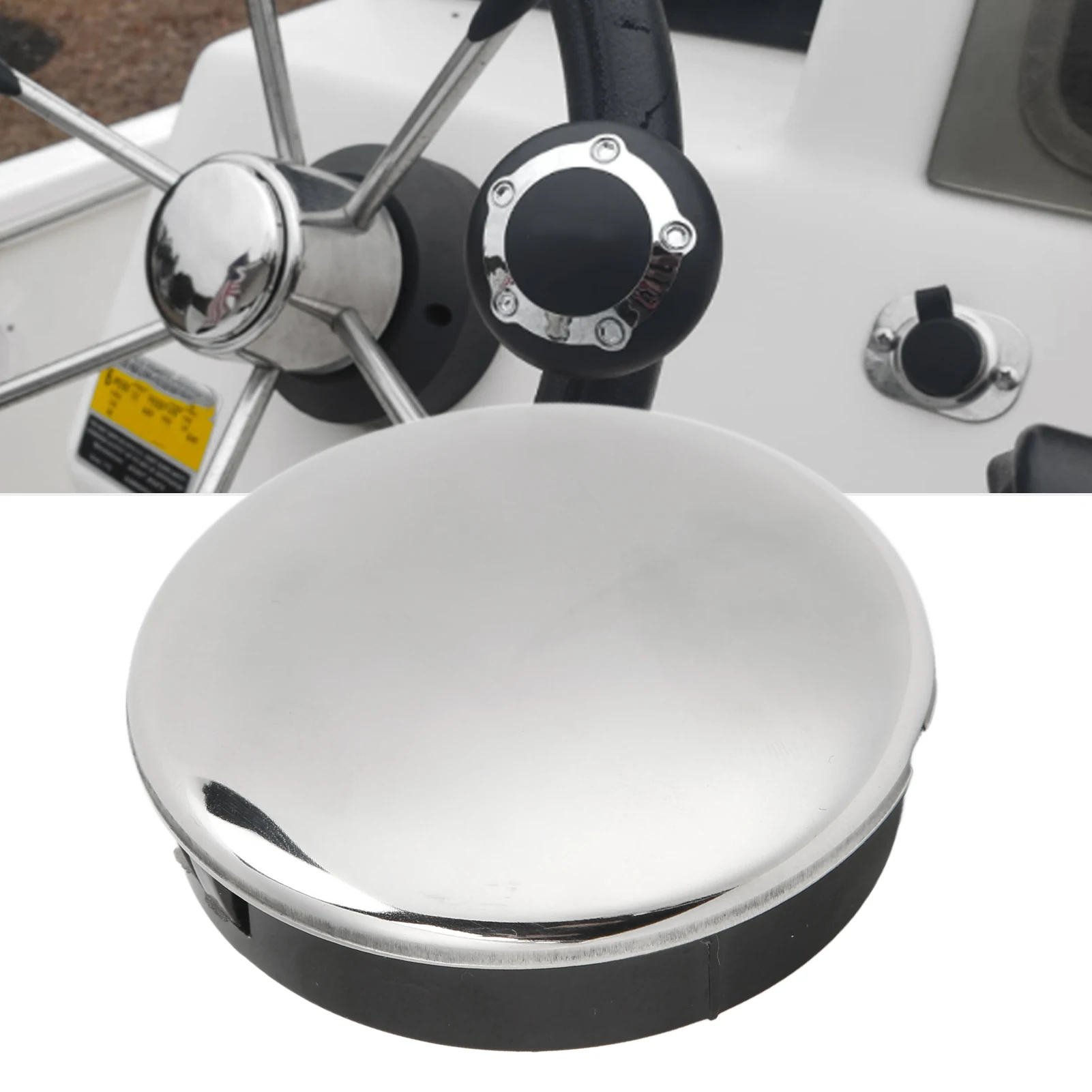

Marine Steering Wheel Center 2.5-inch 6.35 cm 316 Stainless Steel & ABS Snap in Suitable for Yachts and Marine Hardware