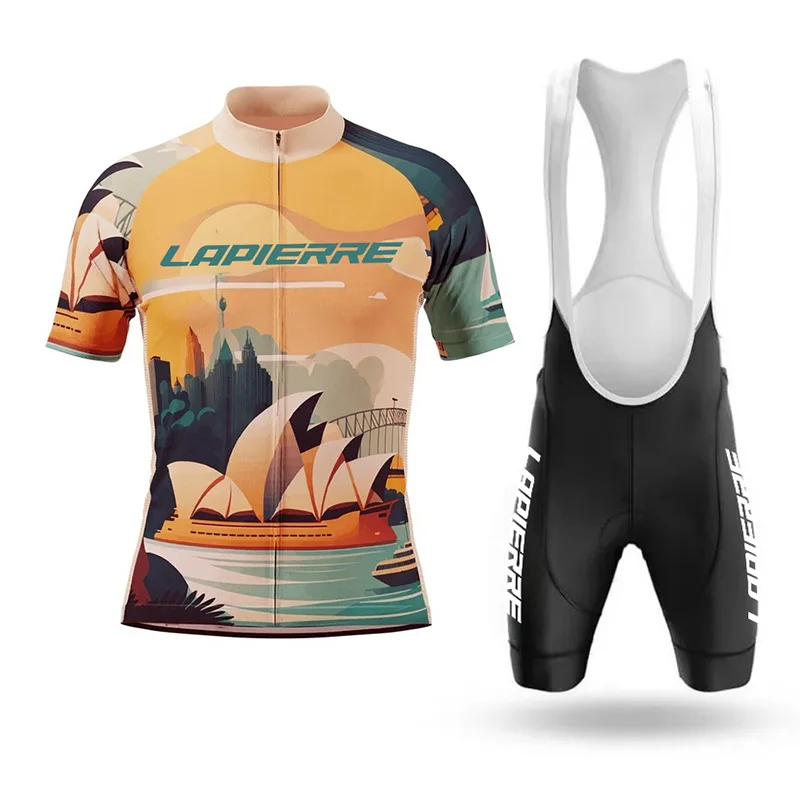 Summer Bike Lapierre Jersey Set Sports MTB Bike Clothing Breathable Short Sleeve Shirt Shirt Binding Bib Shorts Ciclismo