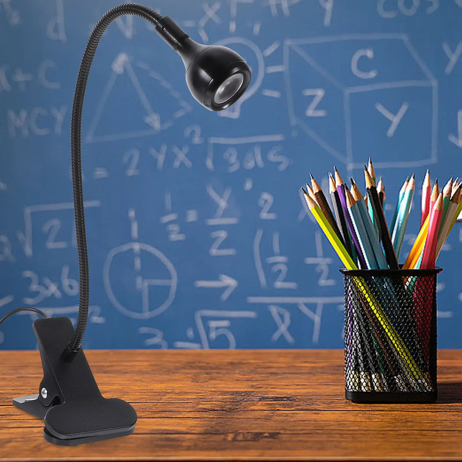 

USB-лампа-прищепка для стола, защита глаз, светодиодная, с регулировкой на 360 градусов, гибкий шарнир, для чтения книг, черная, светодиодная лампа-прищепка