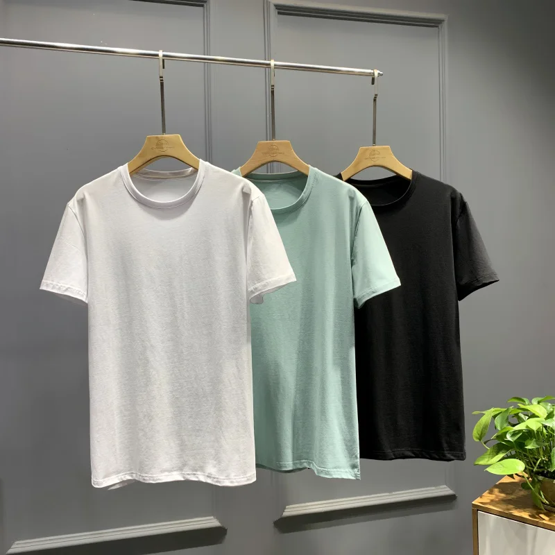 Waterproof And Durable Men's round Neck T-Shirt Summer Basic  Color Casual Short Sleeve Fashionable Urban Style for Youth