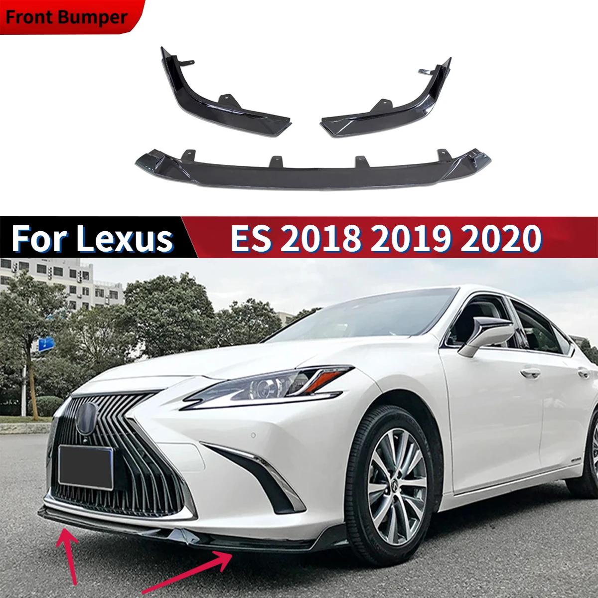 

Car Front Bumper Lip Chin Deflector Protector Guard Decoration Modified Trim Styling For Lexus ES 2018-2020 Body Kit Facelift