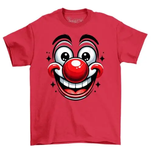 Big Smile Face Red Nose Novelty Funny T-Shirt Adults & Kids Comedy Tee Shirt