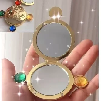 NEW Girl Four Color Gemstone Metal Folding Mirror Portable Decorative Makeup Mirror Girl's Birthday Gift
