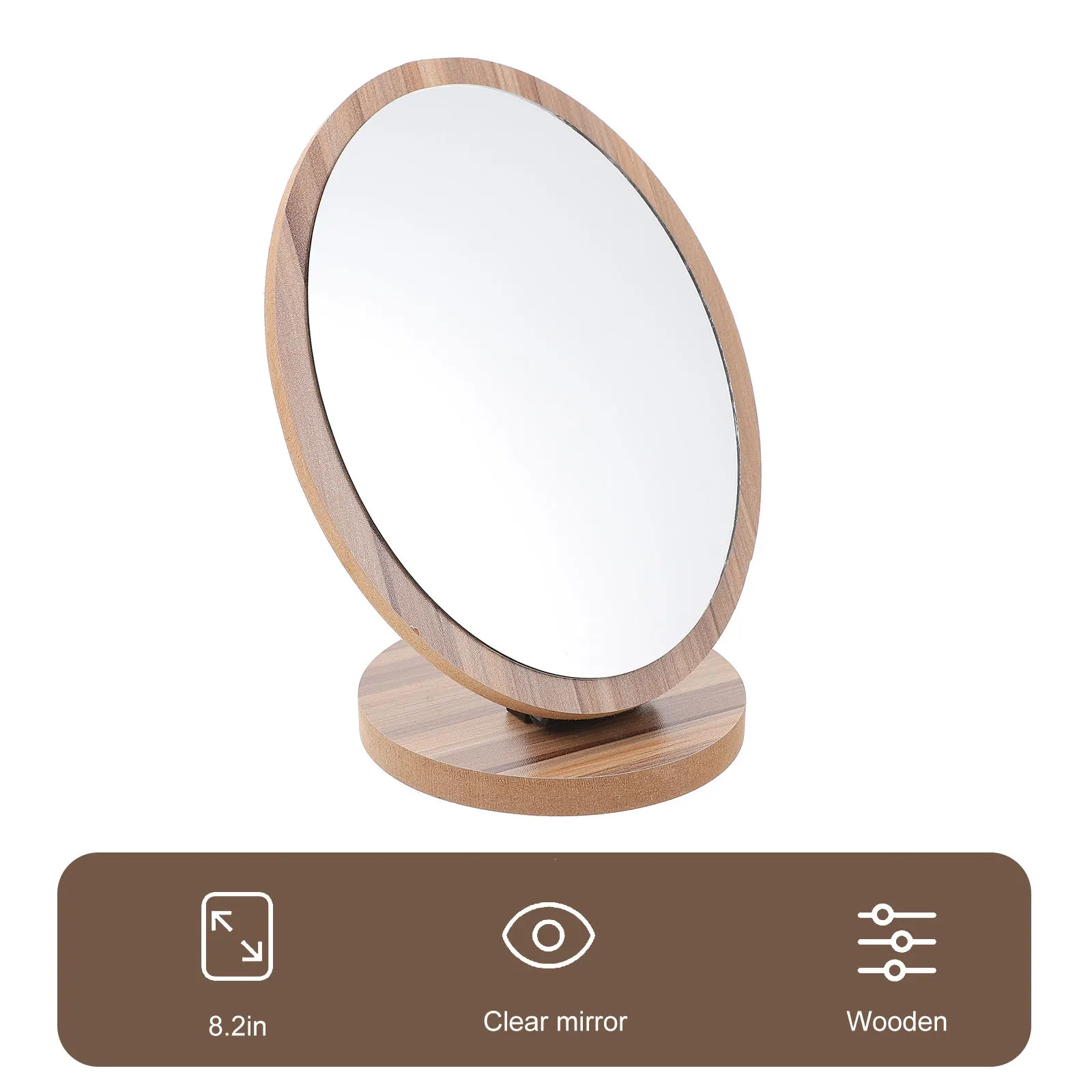 1 stuks houten make-upspiegel desktop draagbare high-definition helder oppervlak stabiele basis elegante stijl cadeau voor familievrienden