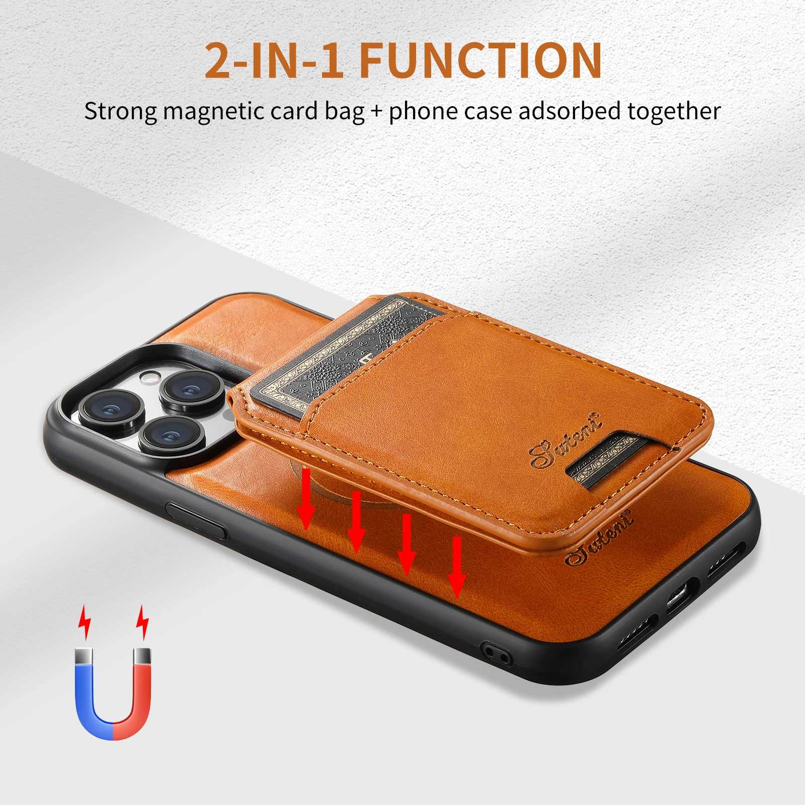 2 In 1 Detachable Magnetic Leather Case for IPhone 13 12 14 11 15 Pro Max XR 7 8 Plus Se2020-22 Wallet Cover Cards Holder Pocket