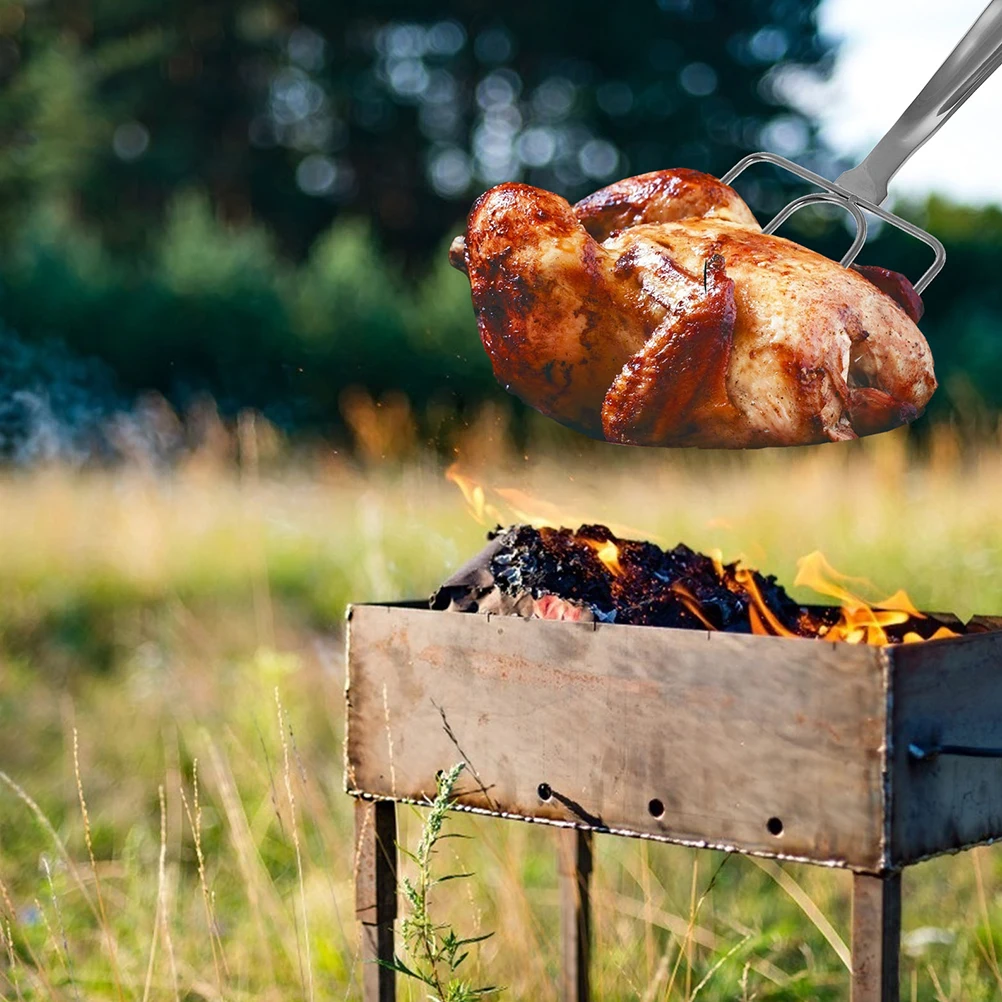 

2pcs Stainless Steel BBQ Forks Turkey Roast Lifter 430 Grade Easy Clean Heat Resistant Grilling Tools Meat Lifters