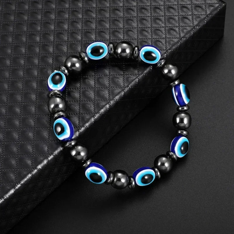 Pulsera Hombre Lucky Turkish Blue Eye Bracelet For Women Men Fatima Hand Charm Bracelet Evil Eye Beads Braclets Accessories