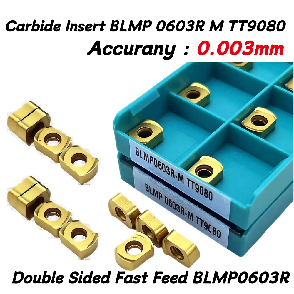 10PCS Carbide Insert BLMP 0603R M TT9080 High Quality Milling Machine Double Sided Fast Feed BLMP0603R CNC Lathe Parts Tool 0603