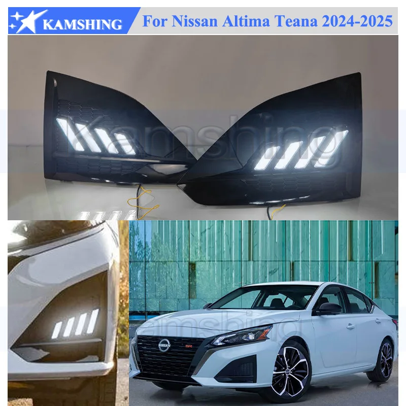 Kamshing 1 Set Modifying LED Daytime Running Light DRL For Nissan Altima Teana 2024-2025 Front Fog Light Fog Lamp Daytime Light
