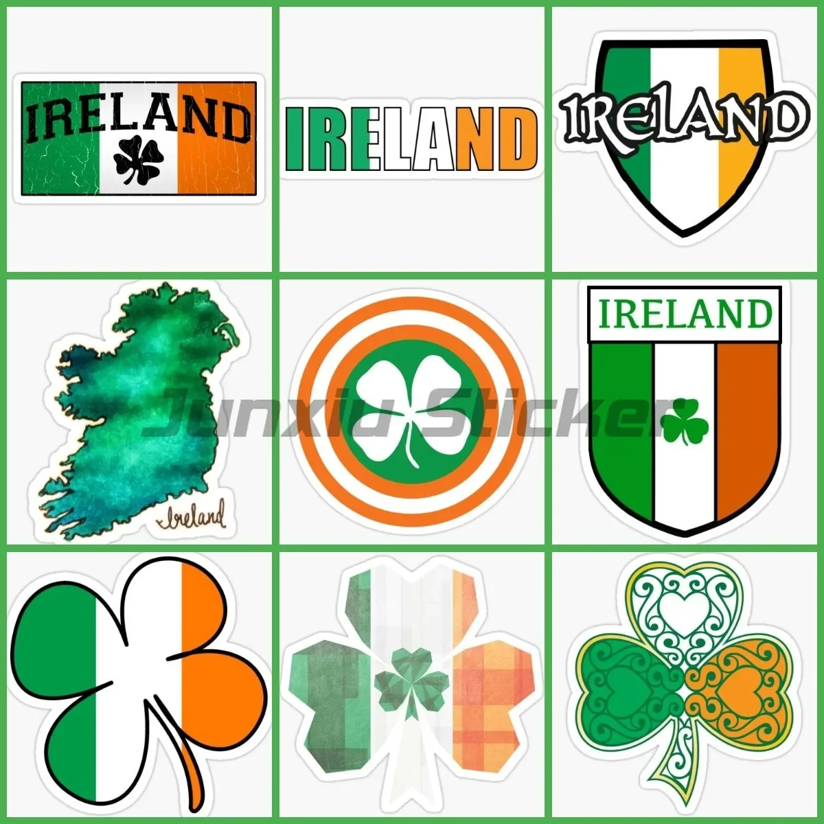 

Creative Ireland Irish Flag Map Four Leaf Clover Stickers Wall Room Decoration Accessories Laptop Moto Truck Window Car Decal