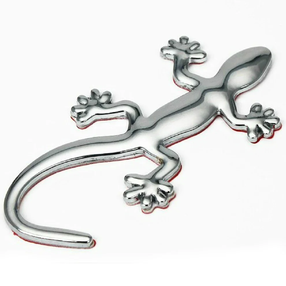 

3D Silver Alloy Car Stickers Styling Gecko Shape Lizard Chrome Badge Emblem Auto Tuning Sticker Decal Cool Car Accessories