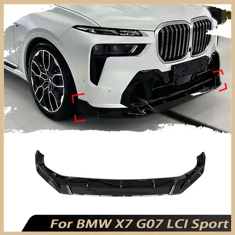 앞 범퍼 립 스포일러 가드, BMW X7 G07 LCI 스포츠 2023 + ABS 글로스 블랙 앞 턱 스포일러, 자동차 스타일링 액세서리