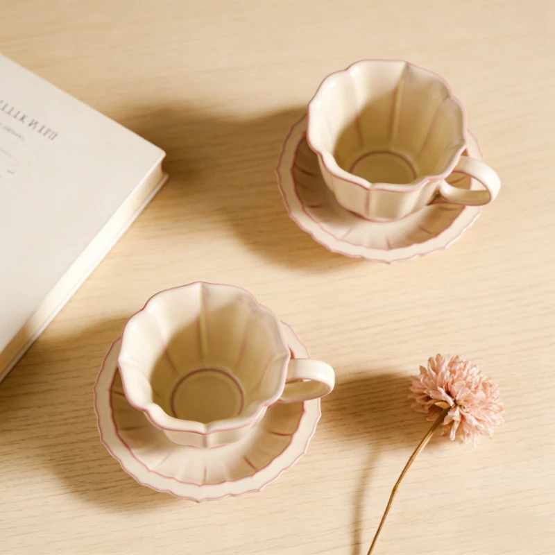 

Новый набор керамических чашек и блюдец Ru Kiln Creamy Yellow Lard Frozen Glaze: стильные чашки для латте, высококачественные изысканные керамические кружки для чая