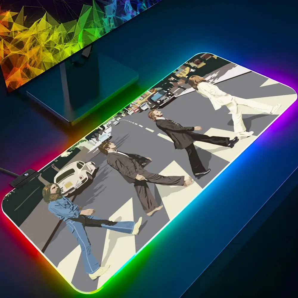The Beatles  Mouse Pad Keyboard LED RGB Pc Gamer Glowing Rubber mause pad  Cute Cartoon Gaming Computer Boys Girls Friends Holid
