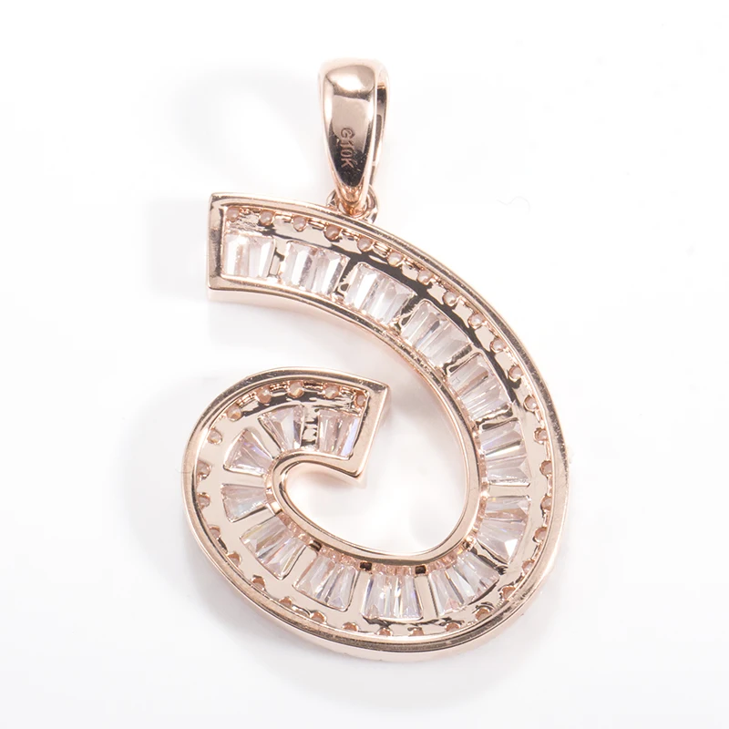 Colgante con letra G del alfabeto de oro rosa de 10K de Provenza con moissanitas DEF para mujer, amuleto de bisel, joyería de moda de aniversario