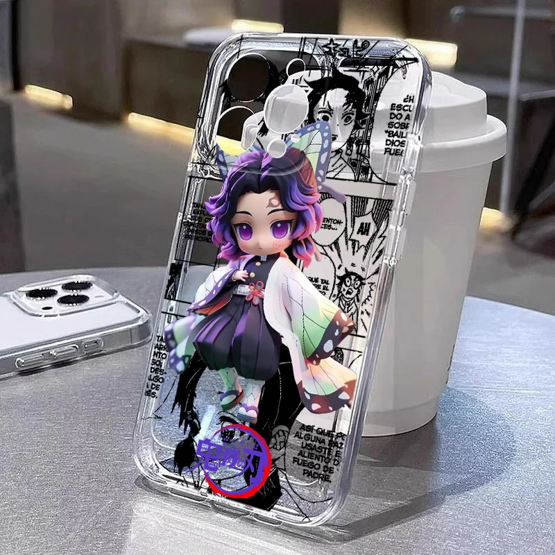 Demon Slayer Kochou Shinobu For Realme10 9 C30 53 63 Narzo50 Find X5 Reno12 11 10 8 7 6 Pro Plus Transparent Space Phone Case