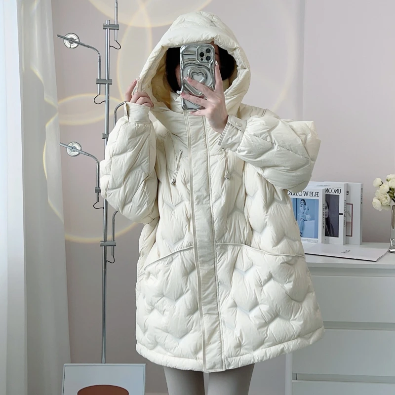 Women\'s Casual Puffer Down Jacket, High-End Outerwear, Thick, Warm, Snow, Winter, New, Fashion