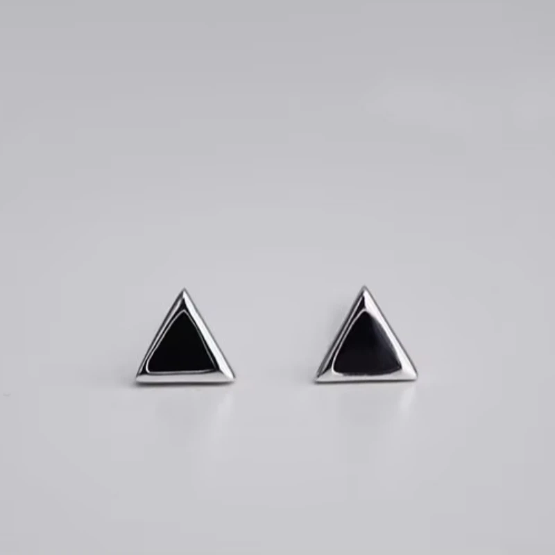 925 Sterling Silver  Drop Triangle Stud Earrings For Women Casual Style Girl Earings Personality Sterling-silver-jewelry