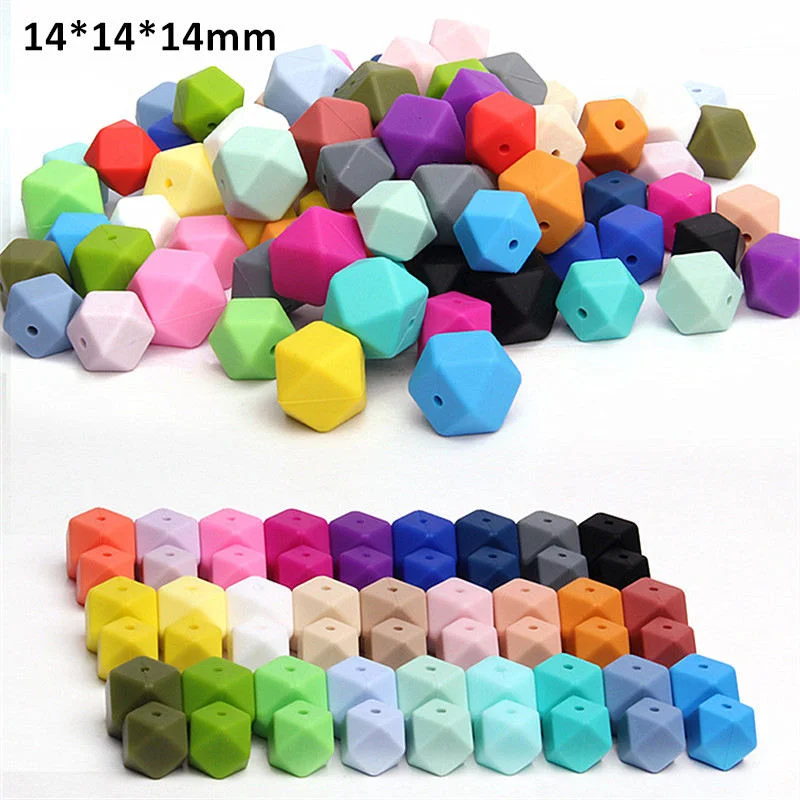 

200/500pcs 14mm Hexagon Silicone Beads For Jewelry Making Bulk Jewelry Making DIY Pacifier Chain Bracelet Accessories