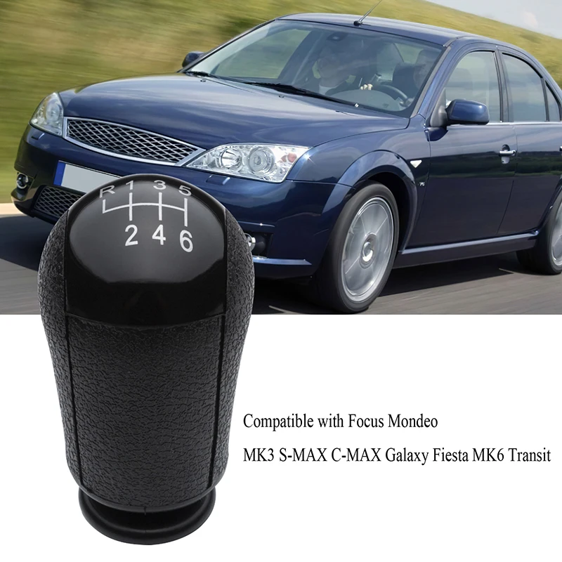 6 Speed MT Car Gear Stick Shift Knob For Ford Focus Mondeo MK3 S-MAX C-MAX Mustang Galaxy Fiesta MK6 Transit Black Silver