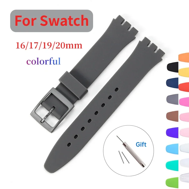 Silicone Watch Band for Swatch 17mm 19mm 20mm 16mm Colorful Rubber Strap Replacement Bracelet Men Women Accessories with Tool