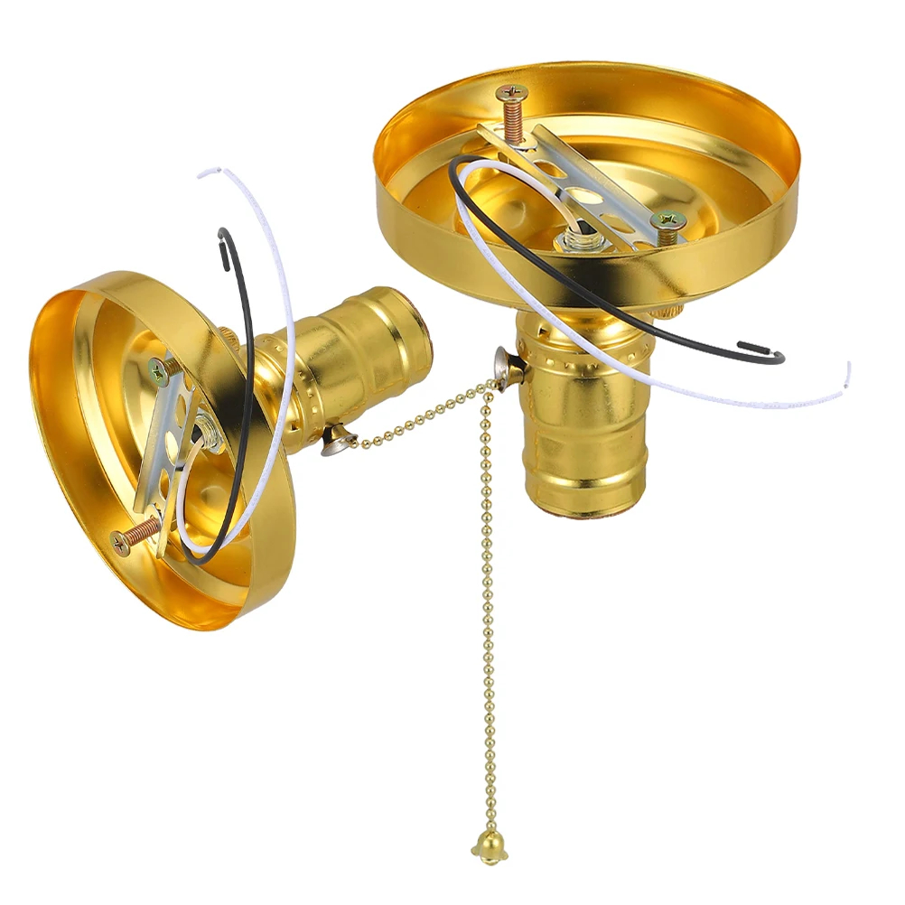 

2pcs E27 Vintage Light Socket Pull Chain Ceiling Wall Lamp Holder Home Lighting Accessories Socket Replacement Fixture Parts
