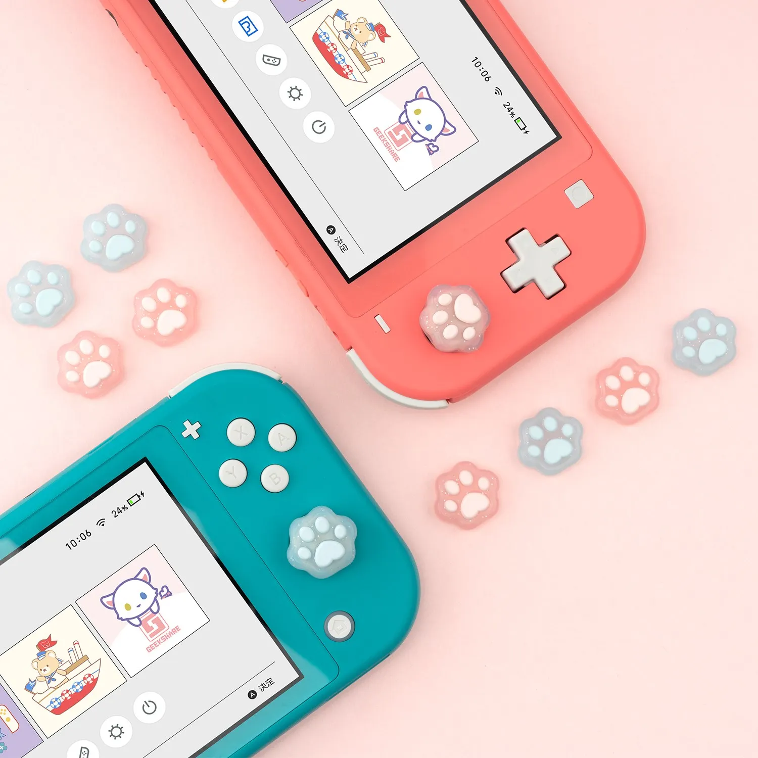 GeekShare-Tapas de agarre de animales para Nintendo Switch y Switch Lite, cubierta de silicona con garra de gato, accesorios para NS