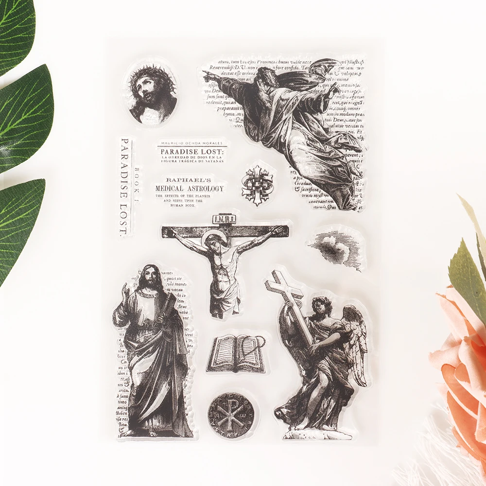 Divine Jesus Series Clear Stamps Journal DIY Scrapbook Handbook Album Labels Decorative Collage Craft Rubber Stamps Aesthetics