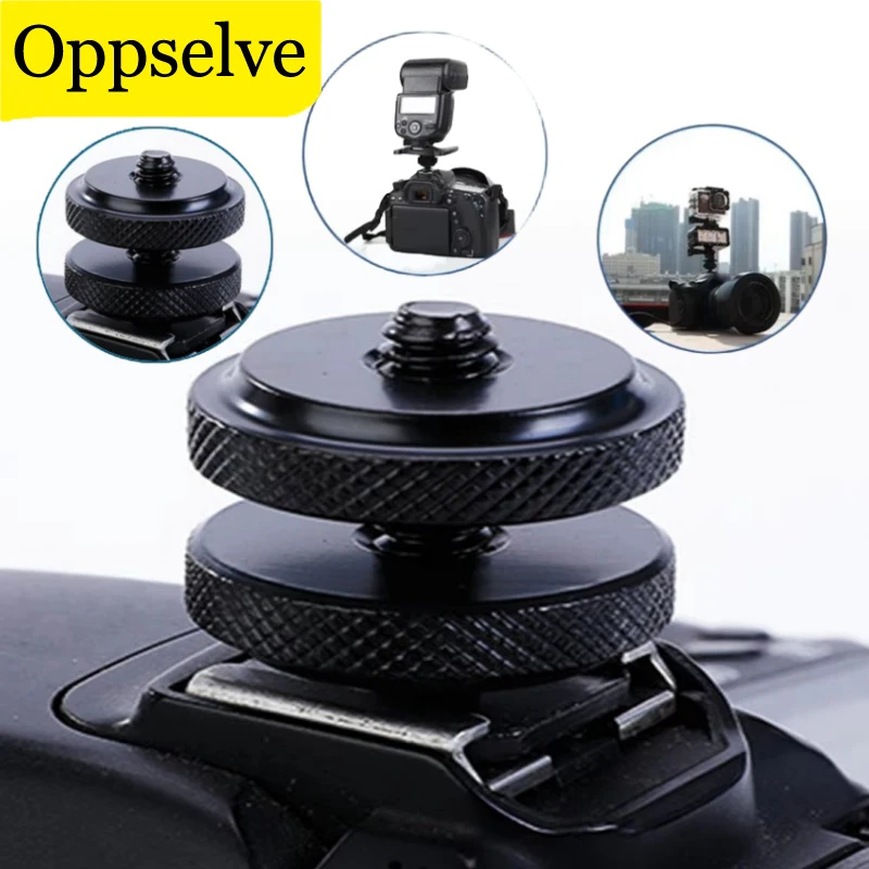 1/4 Double Conversion Screw Flash High Quality Metal Hot Shoe Base Dual Nut Hot Shoe Adapter Bracket Ballhead Photography Parts