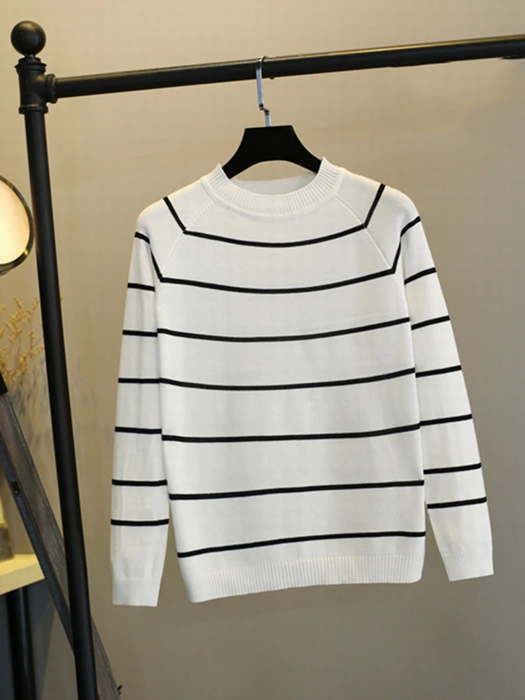 Long Sleeve Striped Pullover Women Sweater Knitted Sweaters Tops Korean Pull Femme Jumper Female 2021 Autumn Winter