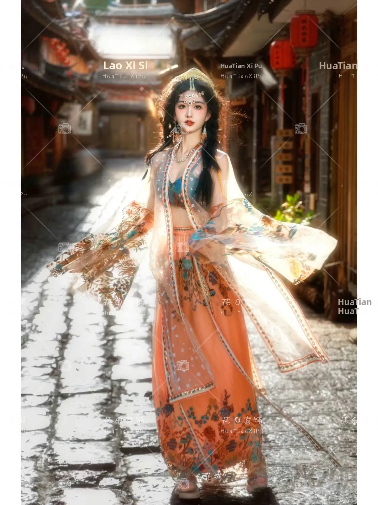 

Костюм «Летающая принцесса» с богатой вышивкой в стиле Дуньхуан-Лулань, этнический ханьфу для фотосессий, традиционный китайский наряд