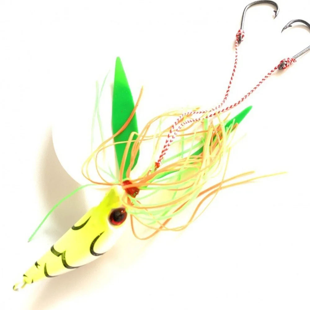 60g 80g Weight Sinking Metal Jig Jig Hooks Included Metal Construction Sea Fishing Lure Deepwater Design Random Skirt