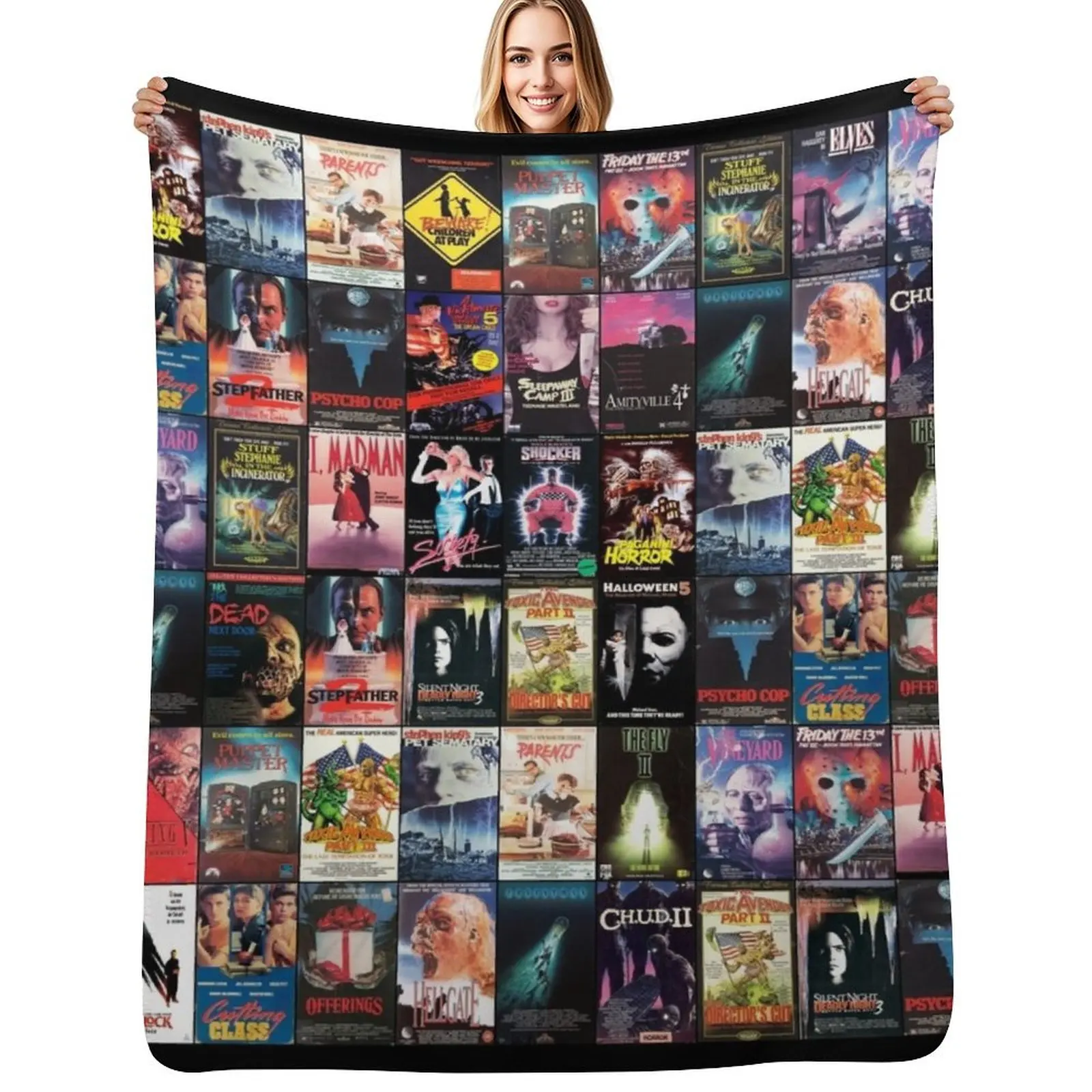 

RETRO HORROR VHS ARTWORK - 1989 Throw Blanket Sofa Quilt Vintage Plaid on the sofa Decorative Sofa Blankets