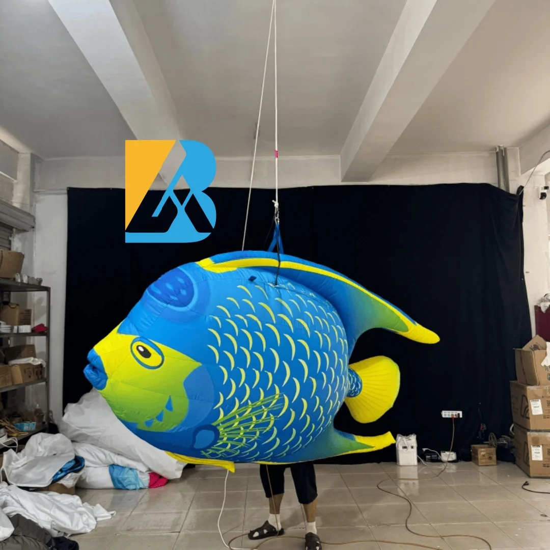 Bespoke Giant Hanging Blow up Air Fish Design for Birth Day Stage Decoration Toys