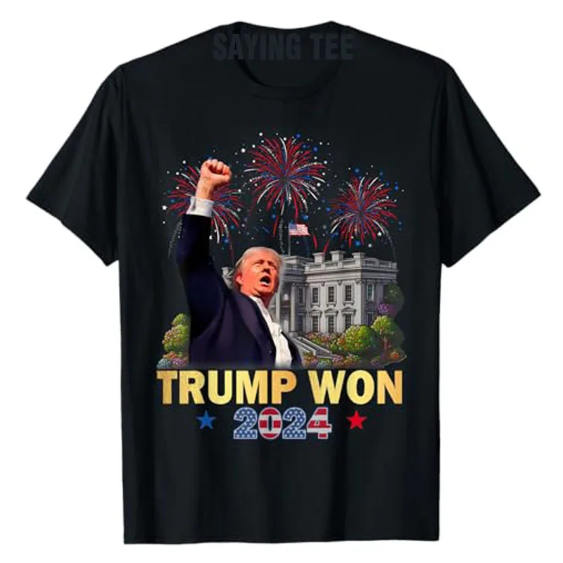 

Trump Won 2024 President 47th of White House Donald Trump T-Shirt Trump Supporters, Republicans, Patriots Graphic Top Saying Tee