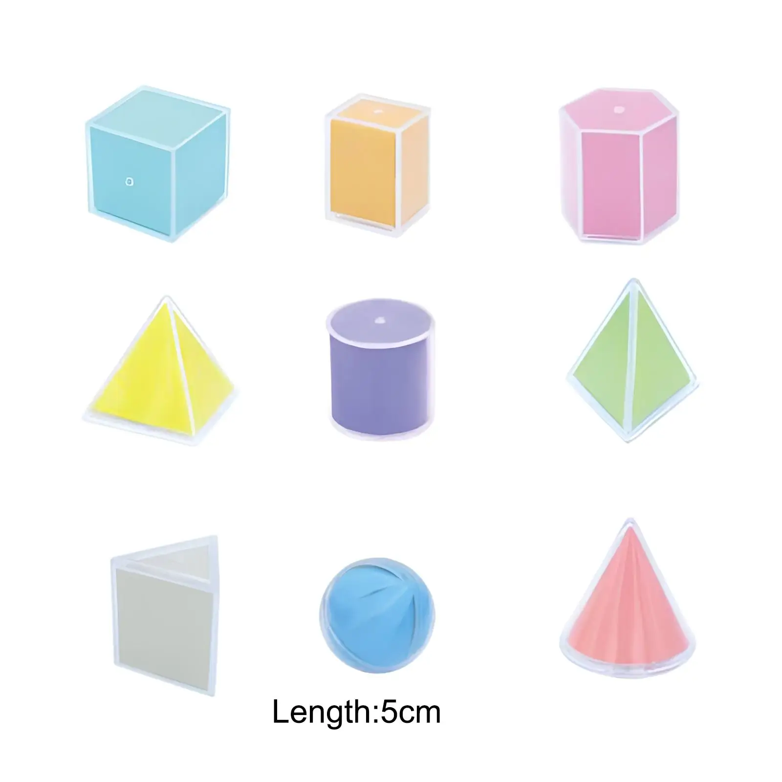 9x Transparent Geometric Shapes Math Toy Shape Color Sorting Toy for Homeschool Math Games Teacher Aids Math Helper Children