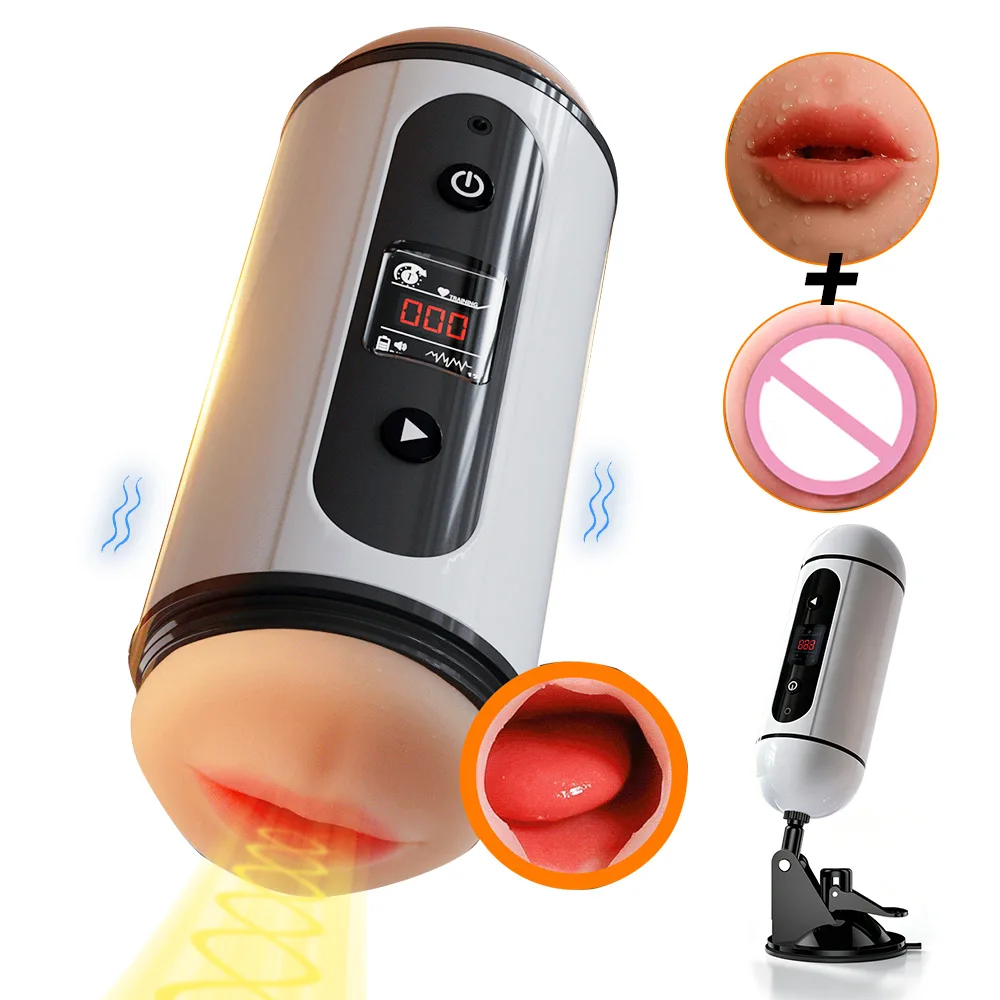 12 Frequency Vibration Double-ended Male Masturbator Cup, Realistic Interactive Male Adult Sex Toy with Counting Display For Men