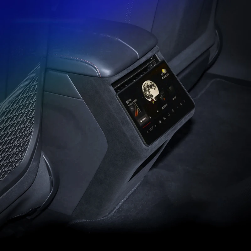 

For ZEEKR 001 2026 001Max 001 Ultra, Italian Suede Overlay On The Rear Back Row Air Conditioner Air Outlet Anti Kick Panel Cover
