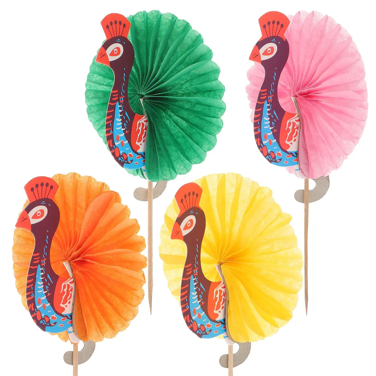 50pcs Peacock Cocktail Toppers Drink Umbrella Fruit Toothpicks Hawaiian Tropical Party Birthday Decoration Random Color