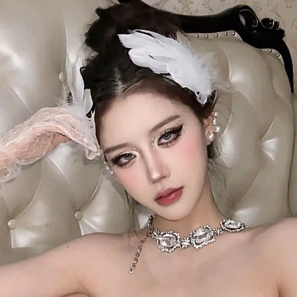 2pcs Elegant Feather Hair Clip Performance Headpiece Ballet Style Ostrich Feather Bride Wedding Hair Pins Headwear Accessories