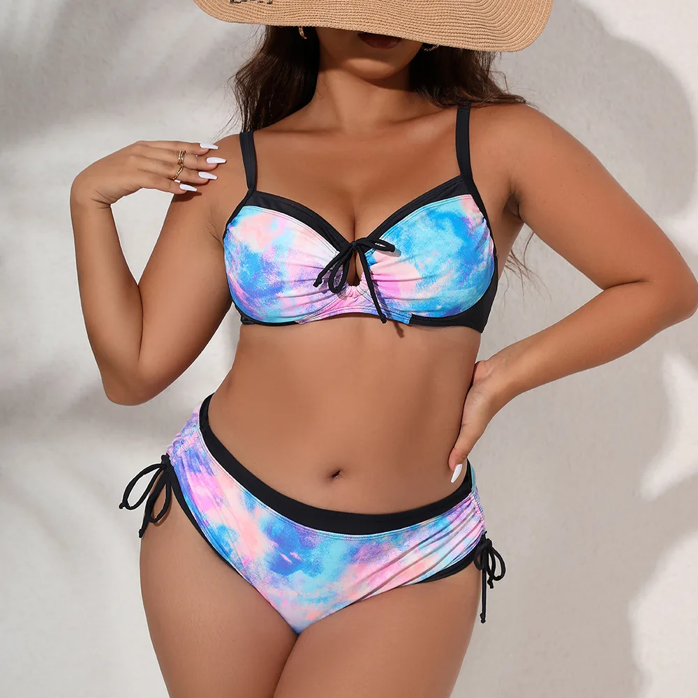 2022 New Plus Size Swimwear for Women Swimsuit Large Bathing Suits Two-piece High Waist Push Up Bikini Set Sexy L-4XL