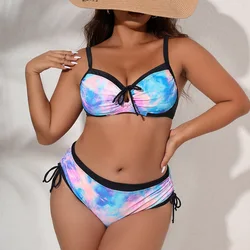 Bañador de talla grande para mujer, de dos piezas de cintura alta traje de baño, conjunto de Bikini de realce, L-4XL Sexy, novedad de 2022