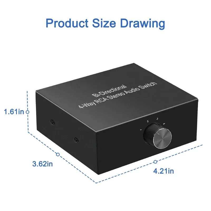 Professional Switch Splitter RCA Stereo Switcher Selector Switch Box Lossless Signal Transmission Black Shells 24BB