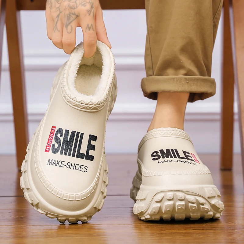 

Women's Shoes Winter Cotton Slippers Fleece-Lined Thickeneded Warm Cotton Shoes Thick-Soled Waterproof Non-Slip Toe-Cap Slippers