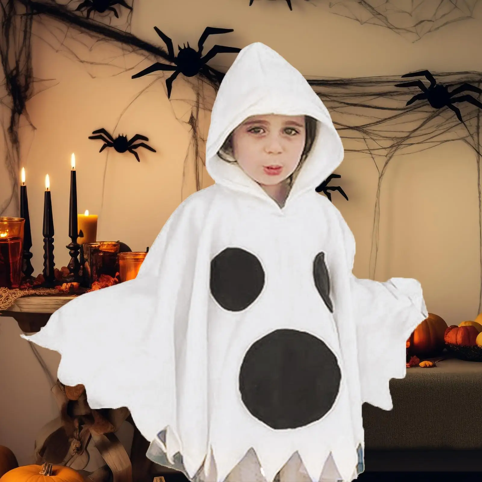 Capa de Halloween calabaza/capa de fantasma capa con capucha Poncho niños pequeños bebé niña niño calabaza/fantasma disfraz de juego de rol de Halloween